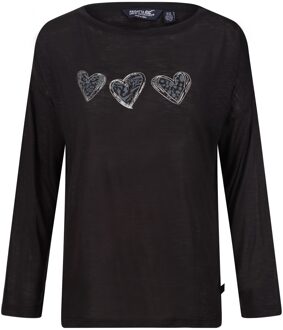Regatta Dames carlene hearts t-shirt met lange mouwen Zwart - 34