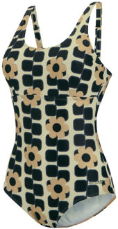 Regatta Dames orla kiely reuze vierkante bloem eèn stuk zwempak Zwart - 38