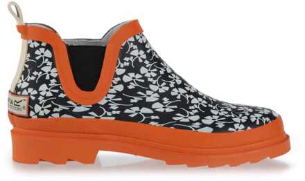 Regatta Dames Regatta Orla Kiely Waterdichte Mid Wellington Laarzen in Zwart-Oranje - maat