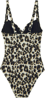 Regatta Dames sakari luipaardprint zwempak met buikcontrole - maat Naturel