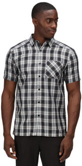 Regatta Heren mindano vi geruit overhemd met korte mouwen Zwart - S