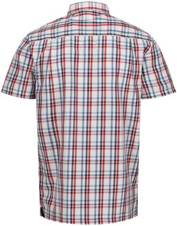 Regatta Herenhemd met korte mouwen in Mindano VIII Patroon (Gevaar Rood/Coronet Blauw)