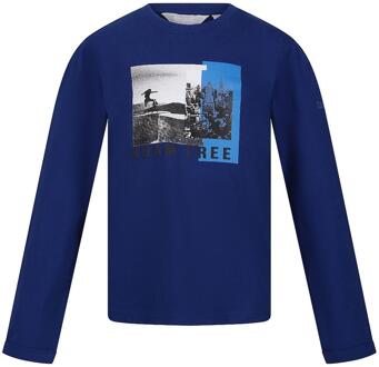 Regatta Kinder/kinder wenbie iii springende katoenen t-shirt met lange mouwen Blauw - 104