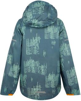 Regatta Waterdichte Kinder/Kinder Lever II jas met opdruk (Stormy Weather/Glacier/Bright Marigold) - maat Navy