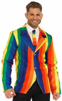 Regenboog colbert met stropdas Multikleur - Print