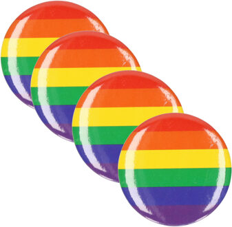 Regenboog gay pride kleuren - 4x - tas/jas mini pin - broche/button - Dia 4 cm - Regenboog vlag