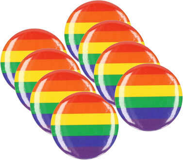 Regenboog gay pride kleuren - 8x - tas/jas mini pin - broche/button - Dia 4 cm - Regenboog vlag