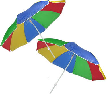 Regenboog gekleurde parasol - 2x - Dia 180 cm - Voordelige parasols - Tuin - Strand