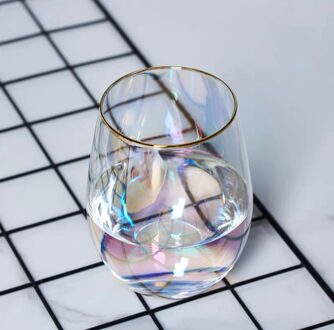 Regenboog Glas Kleur Sterrenhemel Cup Koffiekopje Melk Glas Home Kantoor Winkel Transparante Ronde Dikbuikige Crystal Cup Paars