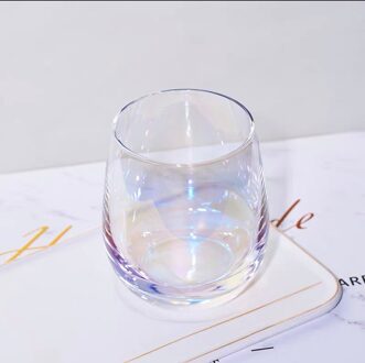 Regenboog Glas Kleur Sterrenhemel Cup Koffiekopje Melk Glas Home Kantoor Winkel Transparante Ronde Dikbuikige Crystal Cup Roze