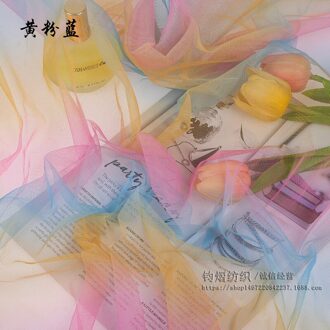 Regenboog Gradiënt Zachte Mesh Tulle Stof Diy Naaien Kinderen Tutu Rok Prinses Jurk Wedding Party Decor Afrikaanse Netto Stof