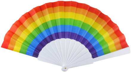 Regenboog Handwaaier - 1x - Pride vlag - LHBTI - Spaanse Waaier - 14 x 23 cm