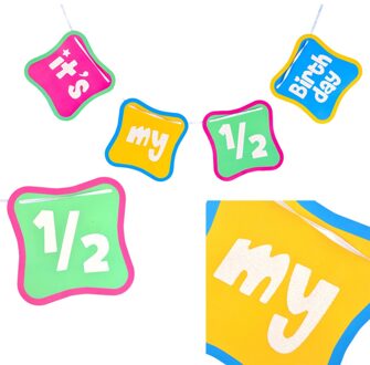 Regenboog Het Is Mijn 1/2 Verjaardag Banner Half Verjaardag Foto Prop 6 Maanden Oud Banner Gelukkige Verjaardag Jongen Party Decoraties