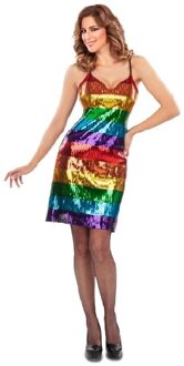 Regenboog Jurk Met Spaghetti Bandjes Multikleur - Print