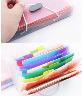 Regenboog Kleur A6 Document Tas Schattige Mini Bill Ontvangst Bestand 13 Grids Pouch Folder Organizer Houder