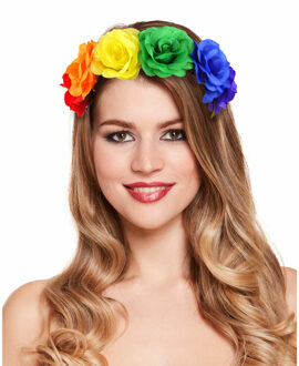 Regenboog kleuren diadeem - bloemen hoofdband - PRIDE - dames Multi