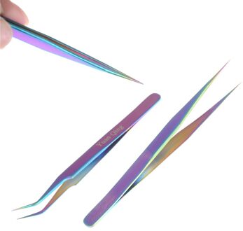 Regenboog Kleurrijke Rvs Tweezer Rhinestone Picker Tool Rechte Of Gebogen Pincet Diy Elektronica Gereedschap Reparatie Tools Curved Tweezer