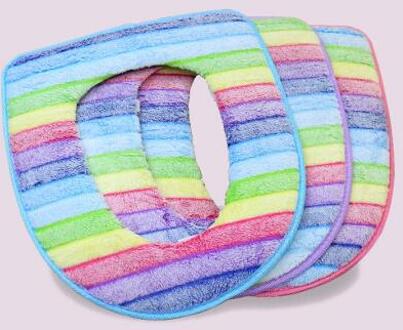 Regenboog Koraal Fluwelen Warme En Comfortabele Toilet Seat Cover Voor Badkamer Pompoen Patroon Kussen Pads