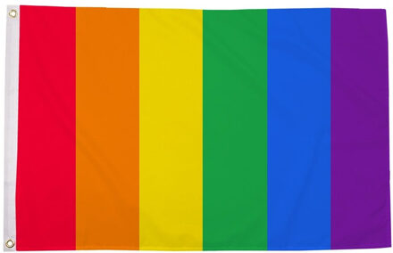 Regenboog LGBT vlag 90 x 150 cm verticale strepen - Gay pride/parade feestversiering/feestdecoratie artikelen