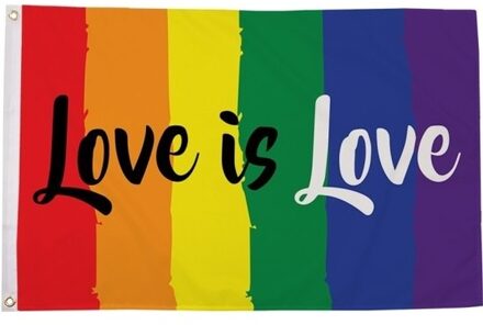 Regenboog LGBT vlag Love is Love 90 x 150 cm verticale strepen