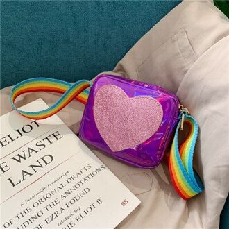 Regenboog Liefde Meisjes Mini Portemonnee Mooie Kinderen Kleine Vierkante Schoudertassen Pu Leer Baby Jongens Kids Crossbody tas