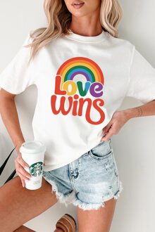 Regenboog Liefde Overwint Graphic Tee - maat 3XL Wit