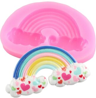 Regenboog Liefde Wolken Siliconen Mallen Diy Baby Verjaardag Chocolade Cupcake Topper Candy Polymer Clay Fondant Cake Decorating Gereedschap