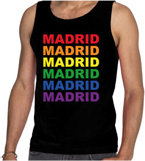Regenboog Madrid gay pride / parade zwarte tanktop voor heren - LHBT evenement tanktops kleding XL