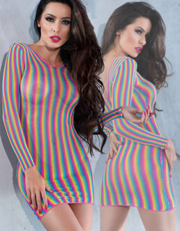 Regenboog net jurkje - Maat: S/M