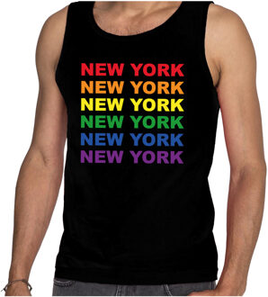 Regenboog New York gay pride / parade zwarte tanktop voor heren - LHBT evenement tanktops kleding S
