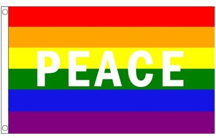 Regenboog Peace vlag - 90 x 150 cm - Pride - Polyester - met ophang ringen