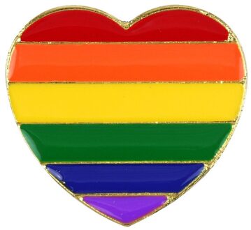 Regenboog pride hartje - metalen pin/broche - 3 cm - gay pride Multi