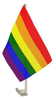 Regenboog Pride thema autoraamvlag - 28 x 44 cm - kunststof Multi