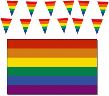 Regenboog pride vlaggen versiering set binnen/buiten 3-delig