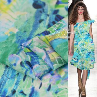 Regenboog Rhombic Verse Gedrukt Crêpe De Chine Breed Moerbei Zijde Stof