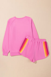 Regenboog Streep Korte Broek Set Roze