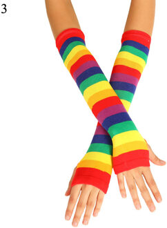 Regenboog Streep Lange Mouw Armen Zomer Vrouwen Meisjes Zonnebrandcrème Arm Mouw Katoen Vingerloze Wanten UV Mouw Houder Manchetten 3