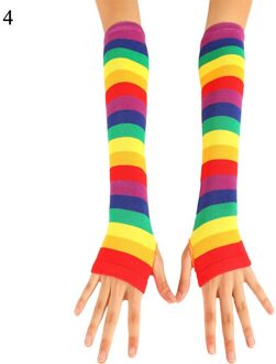 Regenboog Streep Lange Mouw Armen Zomer Vrouwen Meisjes Zonnebrandcrème Arm Mouw Katoen Vingerloze Wanten UV Mouw Houder Manchetten 4