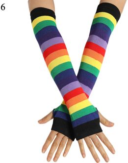 Regenboog Streep Lange Mouw Armen Zomer Vrouwen Meisjes Zonnebrandcrème Arm Mouw Katoen Vingerloze Wanten UV Mouw Houder Manchetten 6
