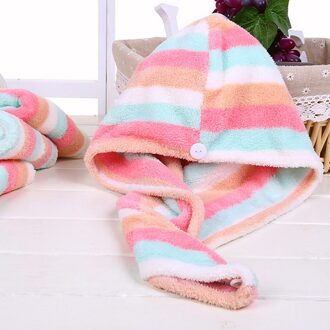 Regenboog Strips Haar Handdoek Haardrooginrichtingen Handdoeken Quick Magic Droog Hoed Cap Twist Hoofd Handdoek Met Knop PI669