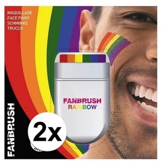 Regenboog vlag schmink stift - 2x - brede vlag - Pride thema - grimeren