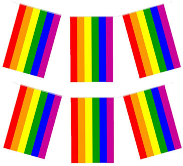 Regenboog vlaggenlijn 3x stuks van 7 meter