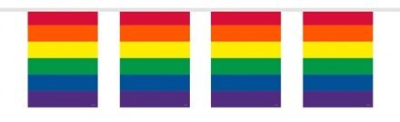 Regenboog vlaggenlijn vierkant 10 meter