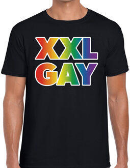 Regenboog XXL gay pride zwart t-shirt voor heren 2XL