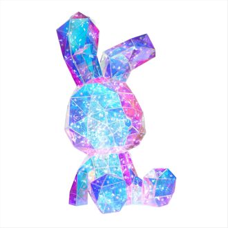 Regenboog Zittend Konijn - Wit - 41,5cm