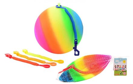 Regenboogbal met keycord maat 5 Multikleur