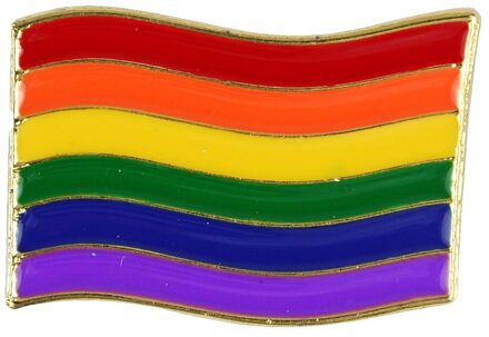 Regenboogvlag kleuren metalen broche 4 cm