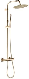 Regendouche Luisa Ii - Met Thermostatische Kraan - Goud - Rond - Met Handdouche - 15cm Hartafstand - Waterbesparend
