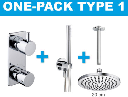 Regendouche - Type 1 - Inbouw - Complete set - Rond - ø 20 cm