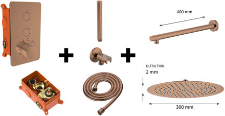 Regendoucheset Best Design One Pack Inbouw Thermostaat Dijon M300 PVD Glans Brons